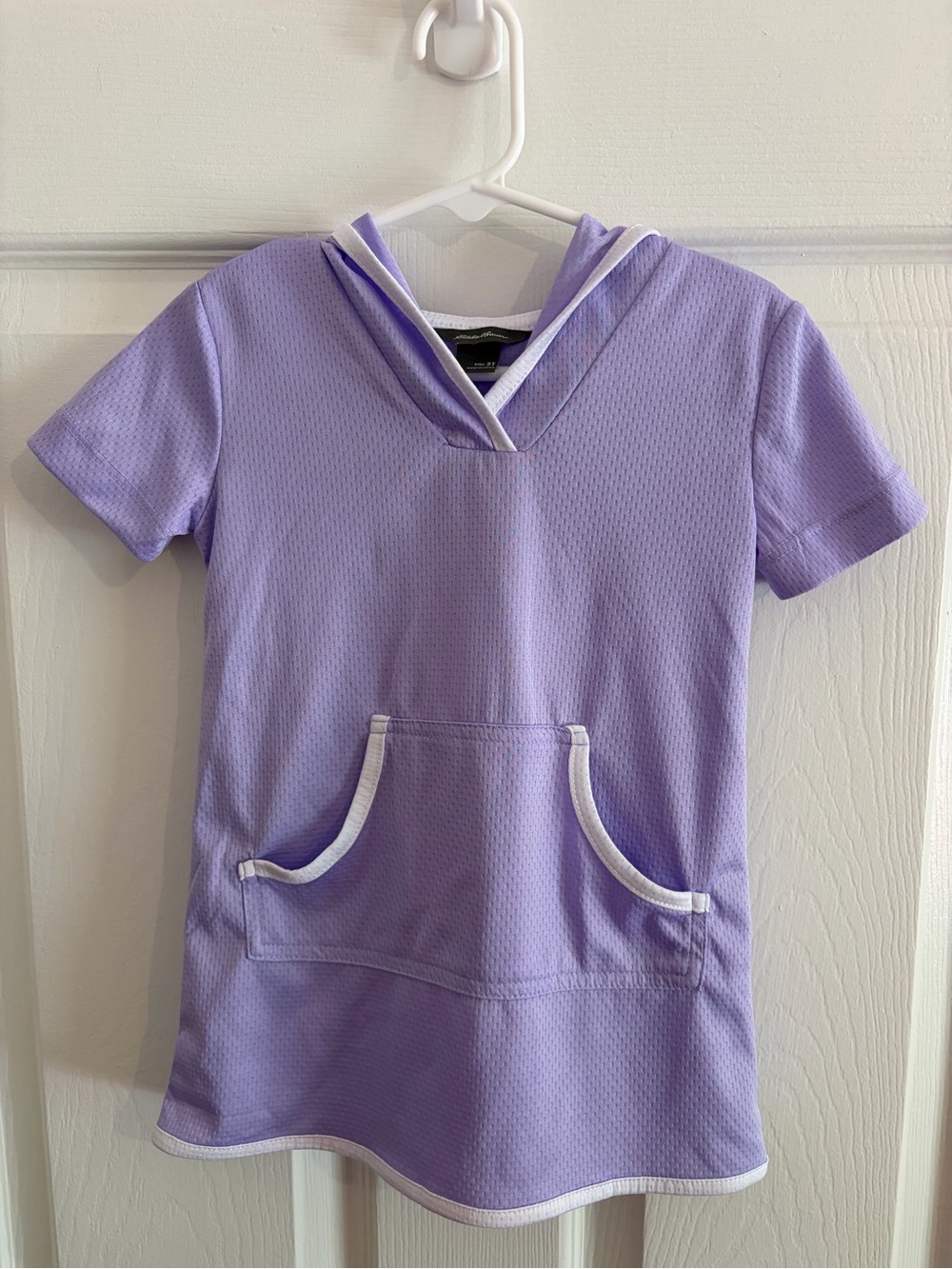 2 PIECE - Eddie Bauer Light Purple & White Swimsuit W/Hooded Cover-Up - Size 3